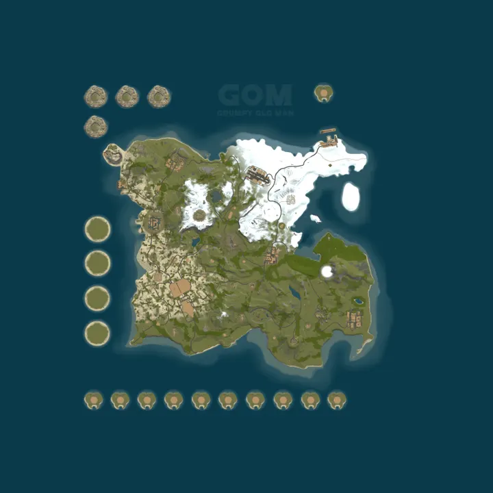 Map of GOM 3x PVE Grumpy Old Man |Kits|Skins|BackPack|RaidableBase